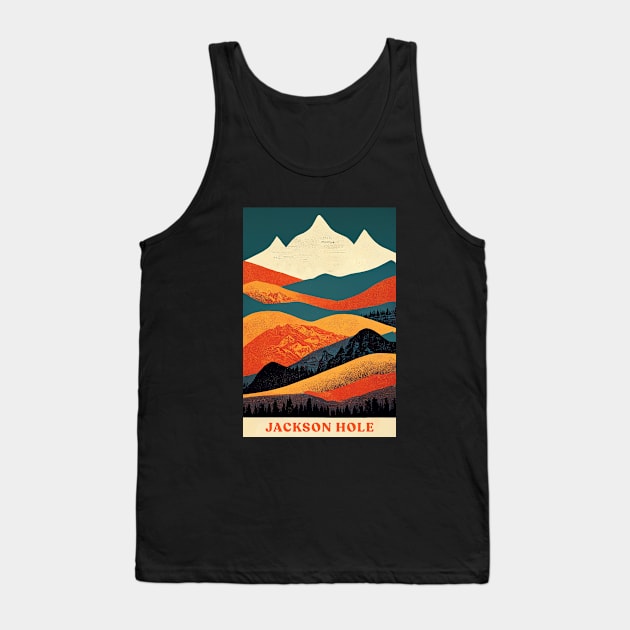 Jackson Hole Wyoming Retro Tank Top by Retro Travel Design